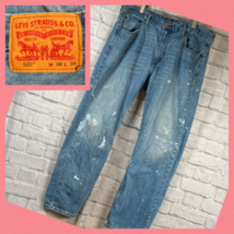 Levis 569 Locker Gerade Passform Blau Jeans 38x34 Farbe Splatter Distressed - $26.49