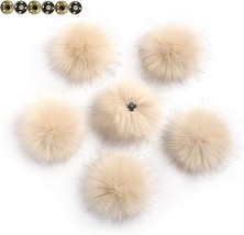 Pack of 6 Detachable Faux Fox Fur Pom Poms for Hats with Snap 4.3inch 11CM DIY H - £19.82 GBP