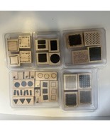 Stampin Up Wood Mounted Rubber Stamp Lot Of Shapes 29 Stamps (5 Stamp Sets) - $14.85