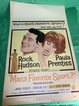 Mans Favorite Sport 1964 Movie Poster Window Card  60’s Comedy Rock Huds... - $29.70