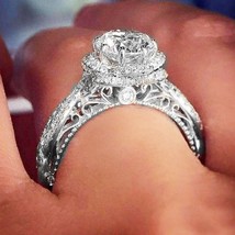 4.8Ct Round Cut Moissnaite 14K White Gold Plated Engagement Wedding Promise Ring - £77.84 GBP
