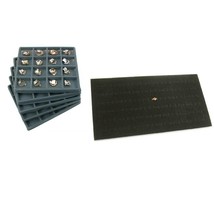 Gray 16 Slot Display Tray insert &amp; Black Ring Foam Jewelry Pad Kit 6 Pcs - £20.48 GBP