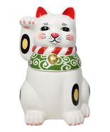 Japanese Maneki Neko Lucky Fortune Charm Cat Ceramic Cookie Jar Figurine - €31,76 EUR