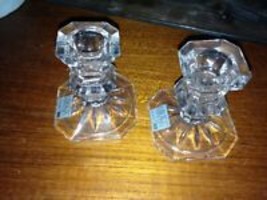 set of 2: decorative mikasa glass candle holders - £39.73 GBP