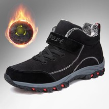 Winter Sneakers Middle-aged Warm Cotton Shoes Men Leather  Boots With  Men&#39;s Out - £40.15 GBP