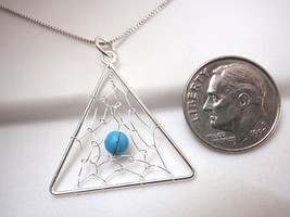 Turquoise Dream Catcher Triangle Necklace Sterling Silver Corona Sun Jewelry - £11.50 GBP