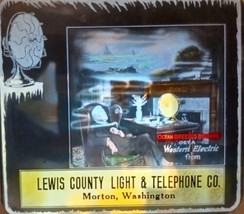 Magic Lantern Glass Slide Western Electric Lewis County Light &amp; Telephone WA - £35.70 GBP