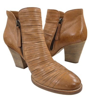 Paul Green Malibu Sliced Zip Bootie Chunky Tan Leather sz 5 Excellent  Item image 6