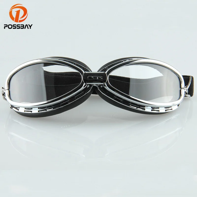 POSSBAY Motorcycle Goggles Clear Lens Ski Goggles Retro Pilot Gles  Eyewear  Caf - £111.90 GBP