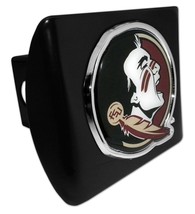 FLORIDA STATE SEMINOLE EMBLEM FSU ON BLACK METAL TRAILER HITCH COVER - £62.68 GBP