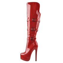 Onlymaker Women&#39;s Platform Round Toe Stiletto Side Zipper Knee High Boots16CM Hi - £121.55 GBP