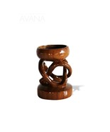 Rustic African Handcarved Tabletop Teak Wood Sandriye Ash tray Candle Ho... - $52.72 CAD
