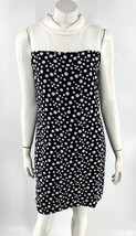 Karl Lagerfeld Dress Size 8 Black White Polka Dot Cowl Neck Sheath Sleev... - $44.55