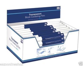 Roll of 30cm x 1m Clear Transparent Book Covering Sticky Back Plastic Film BCC - £5.38 GBP+