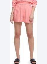 River Island Women&#39;s Pink Paper Bag Pull On Shorts Pockets Linen Blend S... - £14.15 GBP