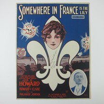 Sheet Music Somewhere In France Is The Lily WWI Jos. Howard Johnson Antique 1917 - £7.87 GBP