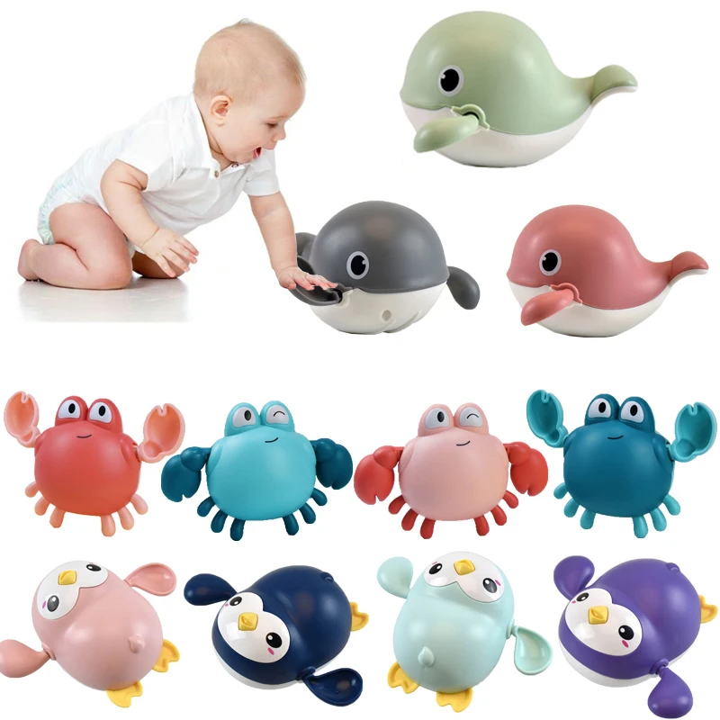 New 2021 Baby Bath Toys Cartoon Crab Penguin Whale Baby Water Toy Infant - £6.45 GBP+