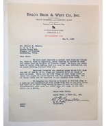 Vtg 1938 Balch Bros. &amp; West Co. Inc. Letter Regarding Knights of Pythias... - £11.76 GBP