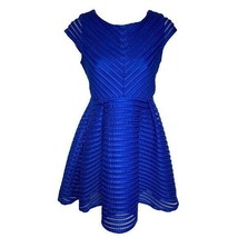 My Michelle Electric Blue Cap Sleeve Dress Mesh Stripes - £17.02 GBP