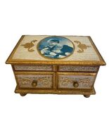 Vintage Cameo Music Jewelry Box - Wood Florentine Medallion Box Japan - $66.55 CAD