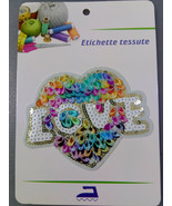 Sequined Patch Iron-On Clothes Badge DIY Applique Love Heart Design Easy... - £6.03 GBP