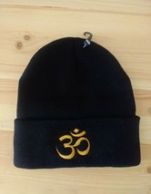 Om Ohm Aum Symbol Beanie Quality Embroidery Sacred Symbol Yoga Gift for her him - £11.99 GBP