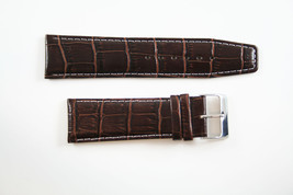 24mm croco-grain Genuine Leather Brown  Watch Band STRAP silver tone buckle - £11.95 GBP