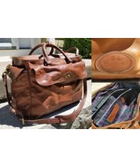 Willis and Geiger leather LARGE DUFFLE bag shoulder plaid vintage NICE! - $499.99