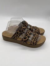 Report Women&#39;s Fabric Brown Slip On Platform Cheetah Sandals Size 10 - $18.99