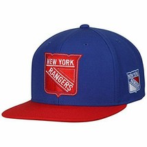 New York Rangers NHL Reebok Flat Brim Hat Cap Blue Two Tone Red Tonal Sn... - £13.36 GBP