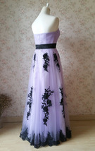 LIGHT PURPLE Strapless Sweetheart Neck High Waist Embroidery Maxi Wedding Dress  image 2