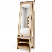  2-in-1 Wooden Cosmetics Storage Cabinet with Full-Length Mirror and Bottom Rac - £309.07 GBP