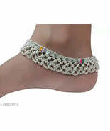 Ring Linked Pure Silver Platted Anklet Guaranteed Long Life Silver Payal... - $27.65 CAD