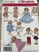 19&quot; Doll Clothes Pattern Simplicity 2770 Vtg Replica Pattern FF Shirley Temple - £12.64 GBP