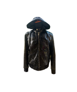 Real Snakeskin Leather Jacket- Zip Removable Hoodie - Black Color - $1,200.00+