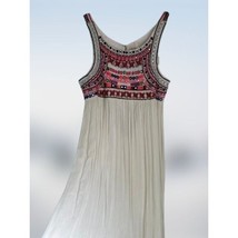 Yacamin Cotton White Embroidered Bohemian Flow-y dress - $39.59