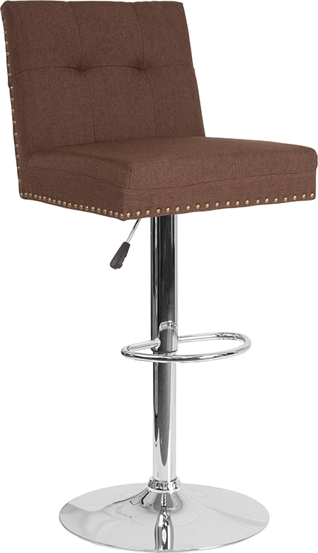 Brown Fabric Barstool DS-8411-BRN-F-GG