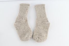 Vintage 70s Rockabilly Wool Knit Crew Socks Oatmeal Heather Brown Womens... - $49.45
