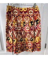 Harolds Womens Pleated A-Line Skirt Size 8 Red Yellow Geometric Canvas N... - $29.00