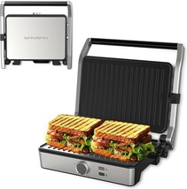 Panini Press, Electric Sandwich Press Grill, Open 180 Degrees, Electric ... - $47.50