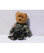 COLLECTIBLE Ty Hero Brown Camo US Flag Bear Camouflage 8&quot; Beanie Baby 2003 - £15.28 GBP