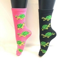 2 PAIRS Foozys Women&#39;s Novelty Socks, TURTLES Print, NEW - £8.61 GBP