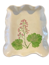 Pottery Dish Tray Coral Bells by Nell Signed 9.25&quot; x 7.5&quot; Studio Art Vin... - £18.21 GBP