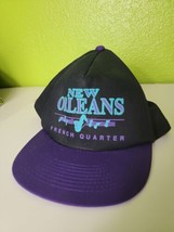 Vintage Snapback Hat New Orleans French Quarter Spellout Black Teal Purp... - $25.28