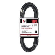 10 Ft Outdoor Extension Cord - 12/3 Sjtw Heavy Duty Black Extension Cable With 3 - £26.01 GBP