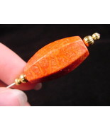 (u-42-c) faceted Red sponge coral + gold beaded hatpin Pin hat pins JEWE... - £8.17 GBP