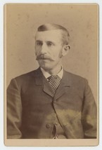 Antique c1880s ID&#39;d Cabinet Card Man Mustache Named Andrew Garber Jackson, MI - £9.17 GBP