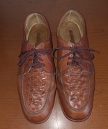Dexter Woven Shoes Womens Sz.12  Woven Brown Leather Lace Up - $358.17 MXN