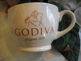 * 3 Godiva Belgium 1926 Chocolate Coffee Cups Mugs Coastal White Gold Trim - £19.98 GBP