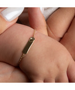 14K Yellow Gold Diamond Heart Nameplate Engravable Love Baby Bracelet - $2,345.10 MXN
